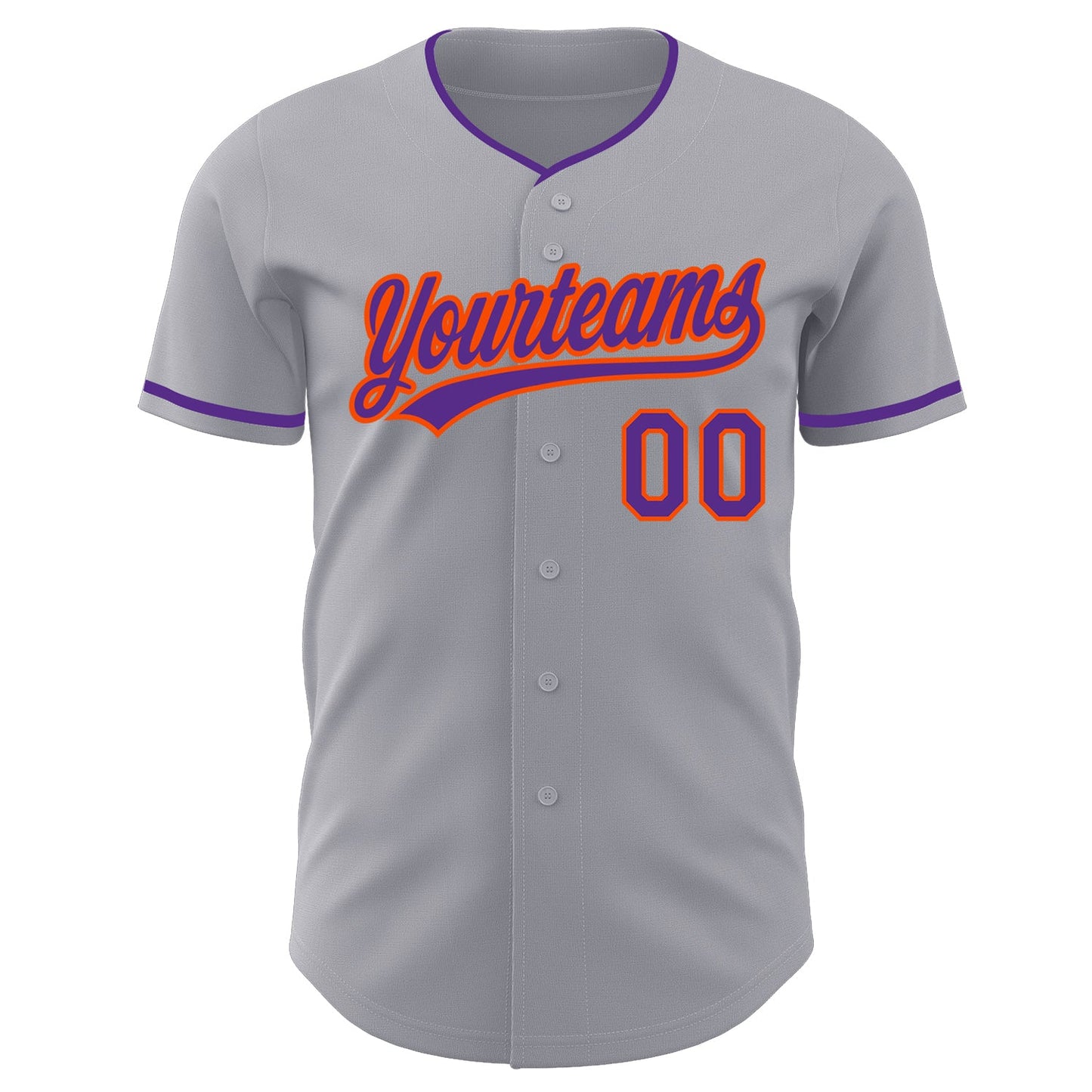 Custom Gray Purple-Orange Authentic Baseball Jersey