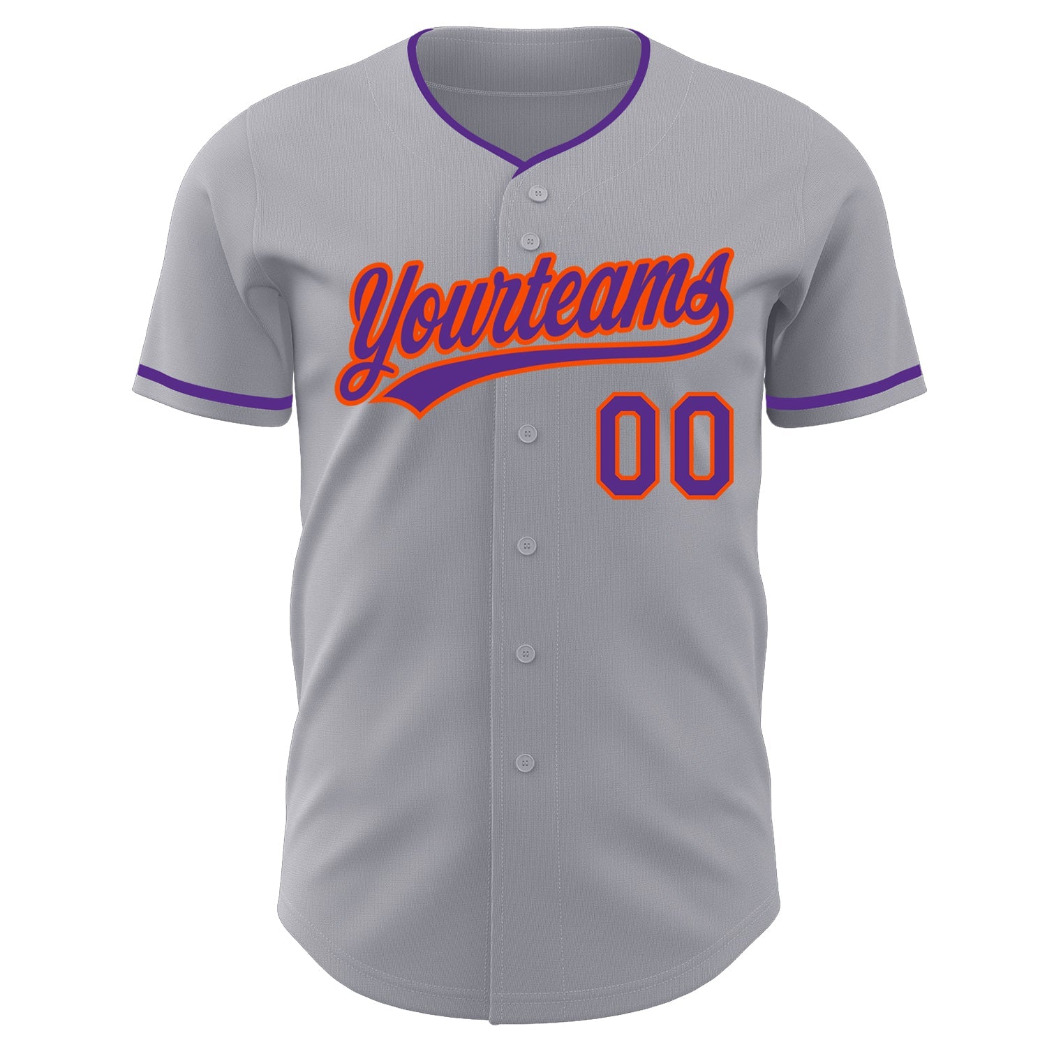 Custom Gray Purple-Orange Authentic Baseball Jersey