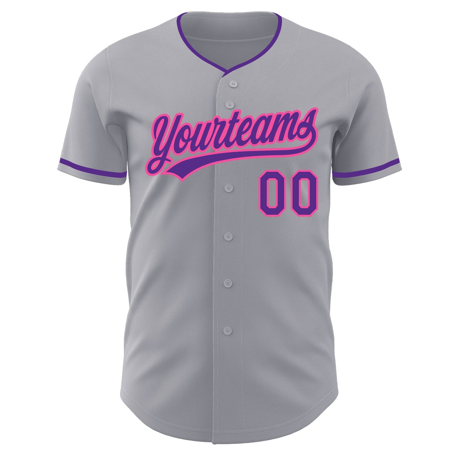 Custom Gray Purple-Pink Authentic Baseball Jersey