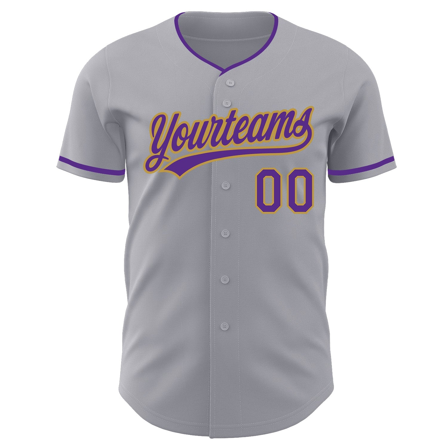 Custom Gray Purple-Old Gold Authentic Baseball Jersey