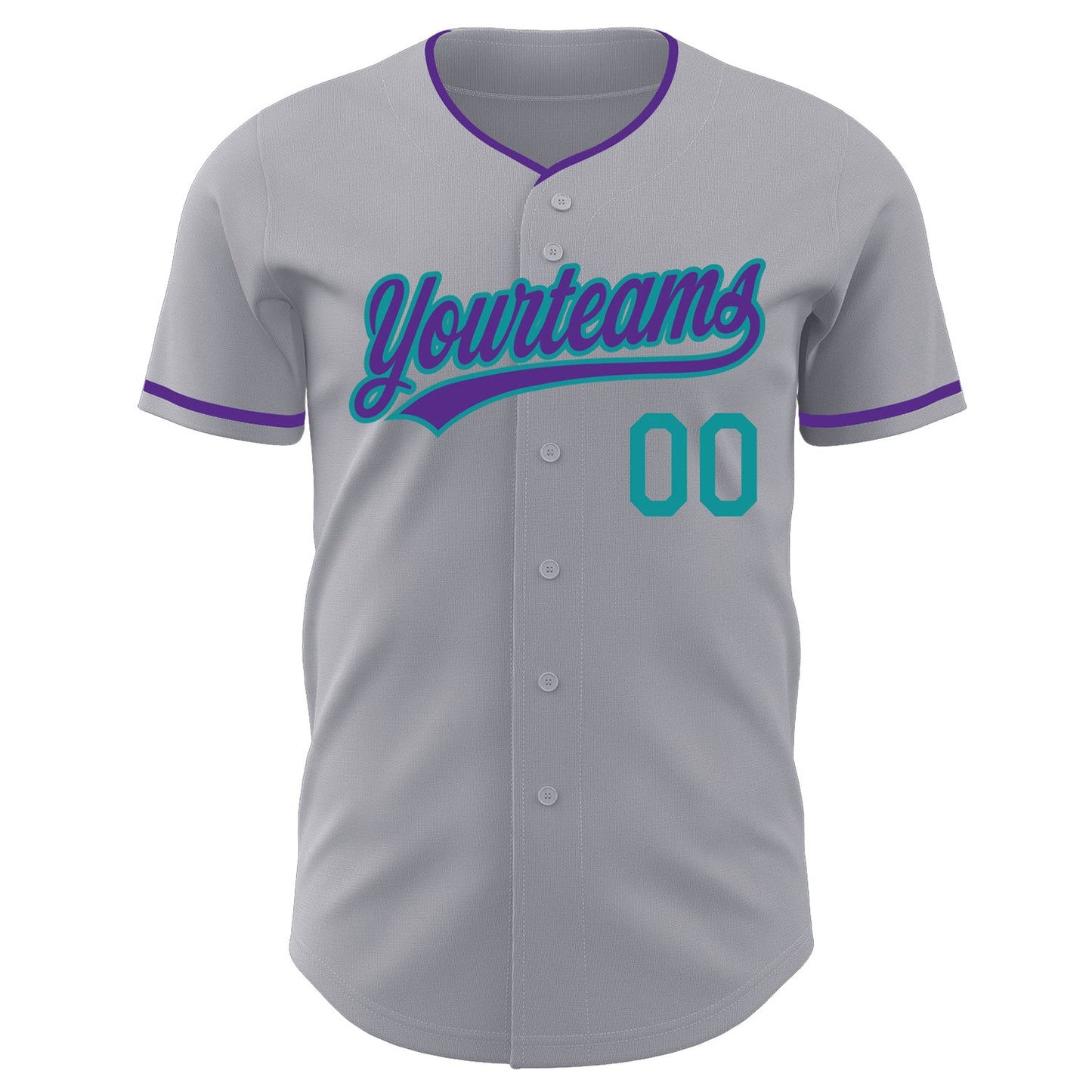 Custom Gray Purple-Teal Authentic Baseball Jersey