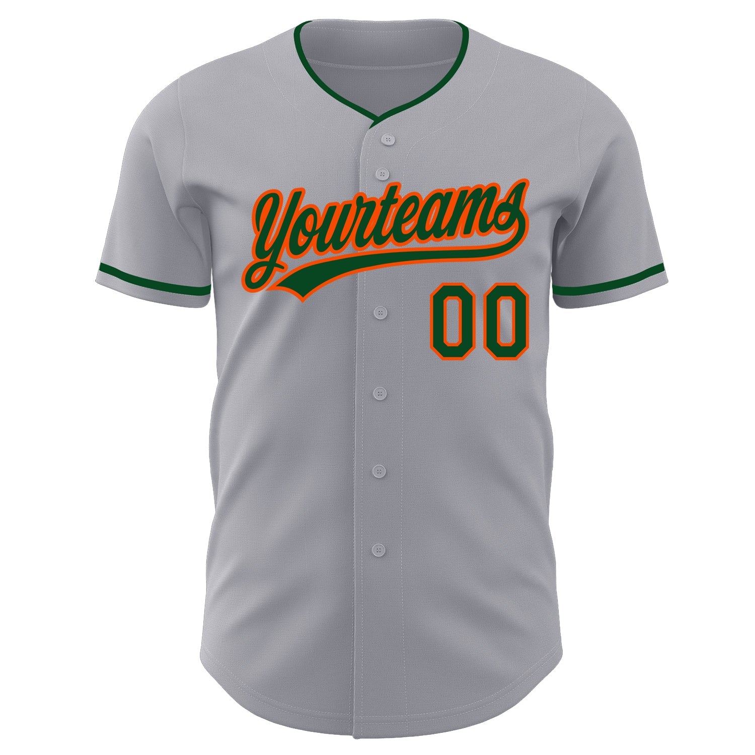 Custom Gray Green-Orange Authentic Baseball Jersey