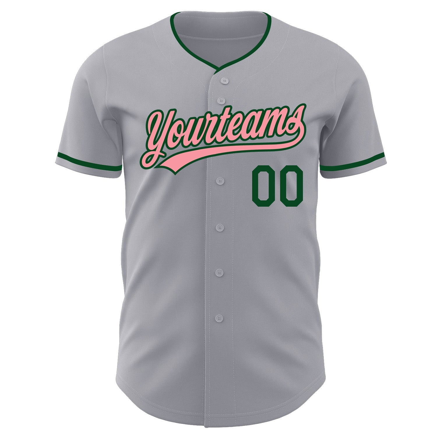 Custom Gray Medium Pink-Green Authentic Baseball Jersey