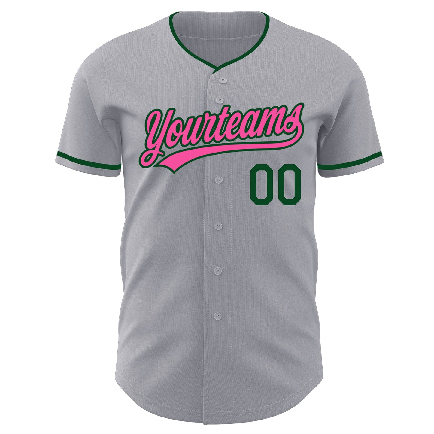 Custom Gray Pink-Green Authentic Baseball Jersey