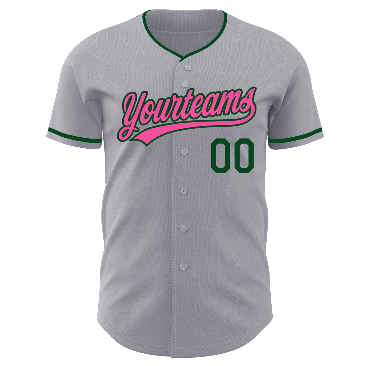 Custom Gray Pink-Green Authentic Baseball Jersey