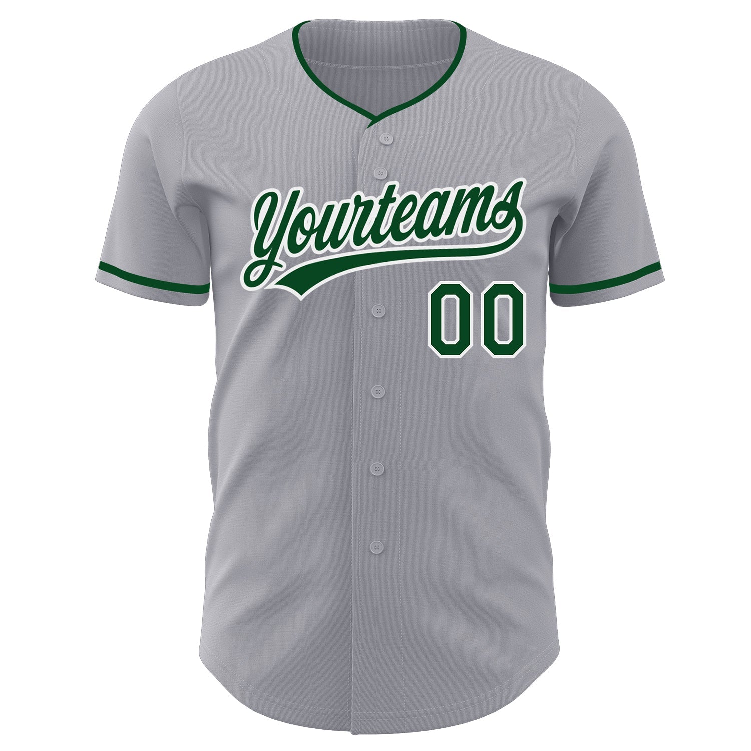 Custom Gray Green-White Authentic Baseball Jersey