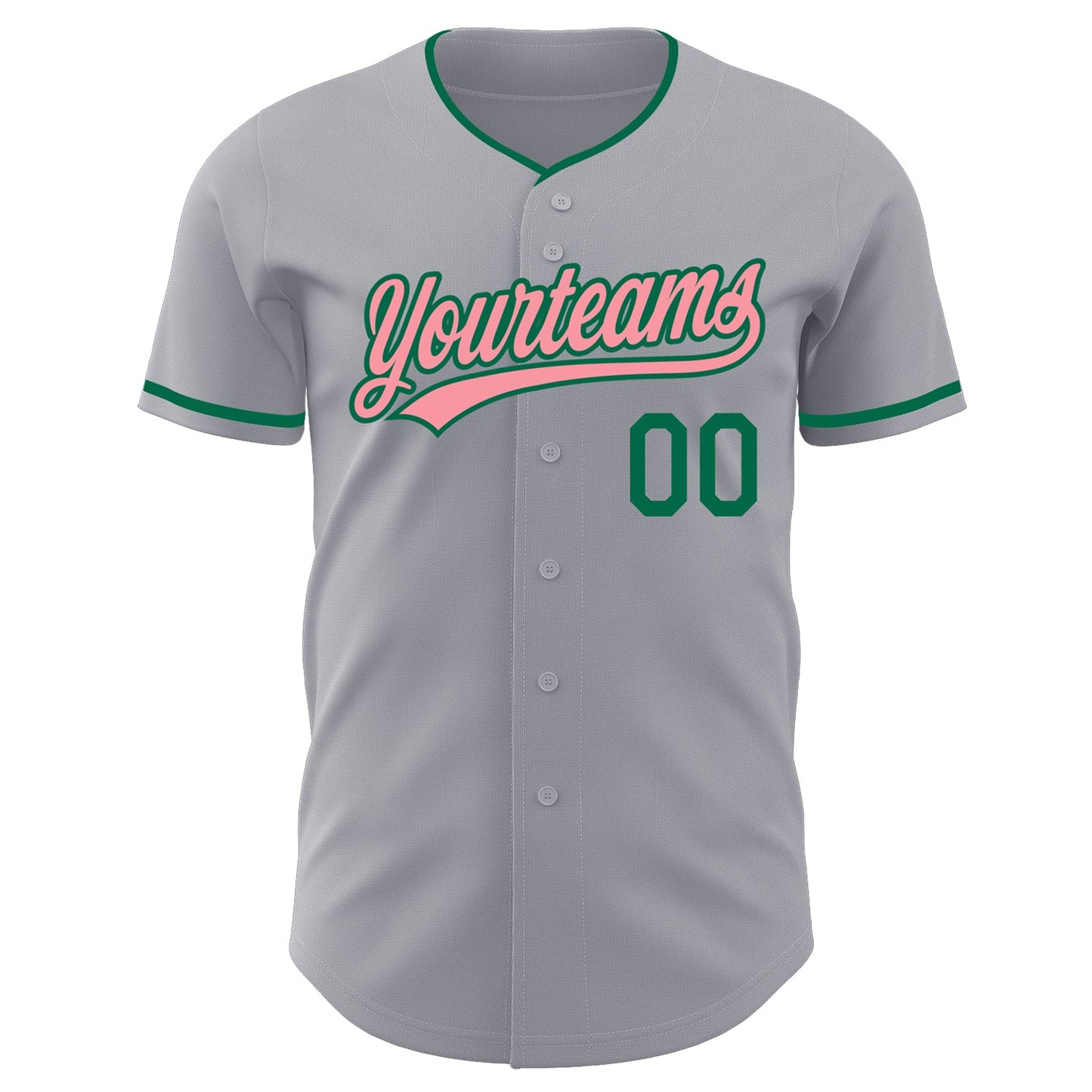 Custom Gray Medium Pink-Kelly Green Authentic Baseball Jersey