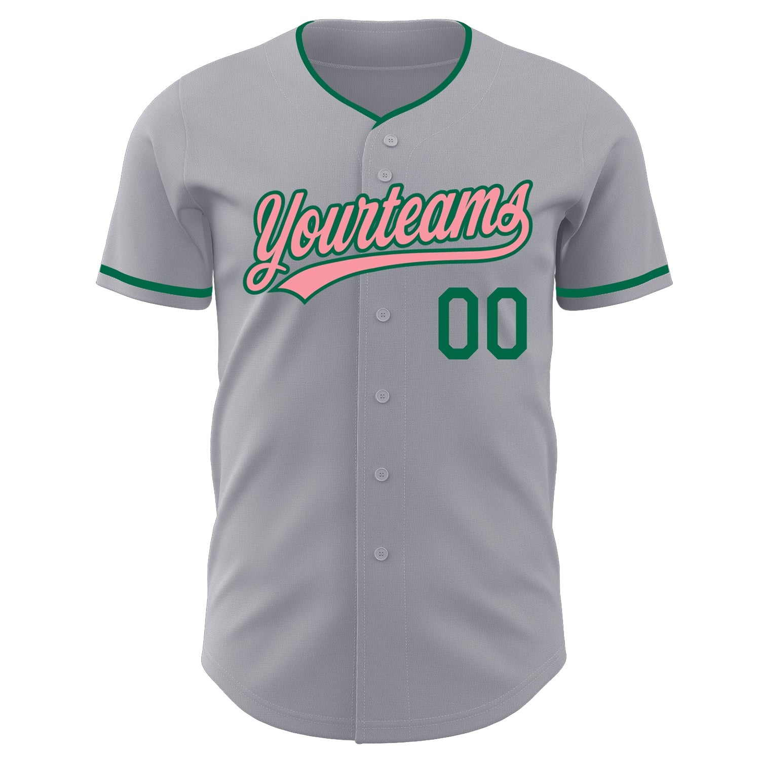 Custom Gray Medium Pink-Kelly Green Authentic Baseball Jersey