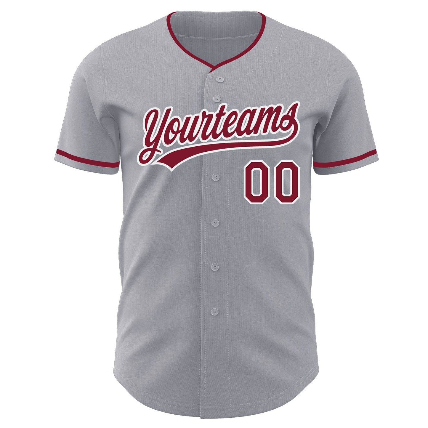 Custom Gray Crimson-White Authentic Baseball Jersey