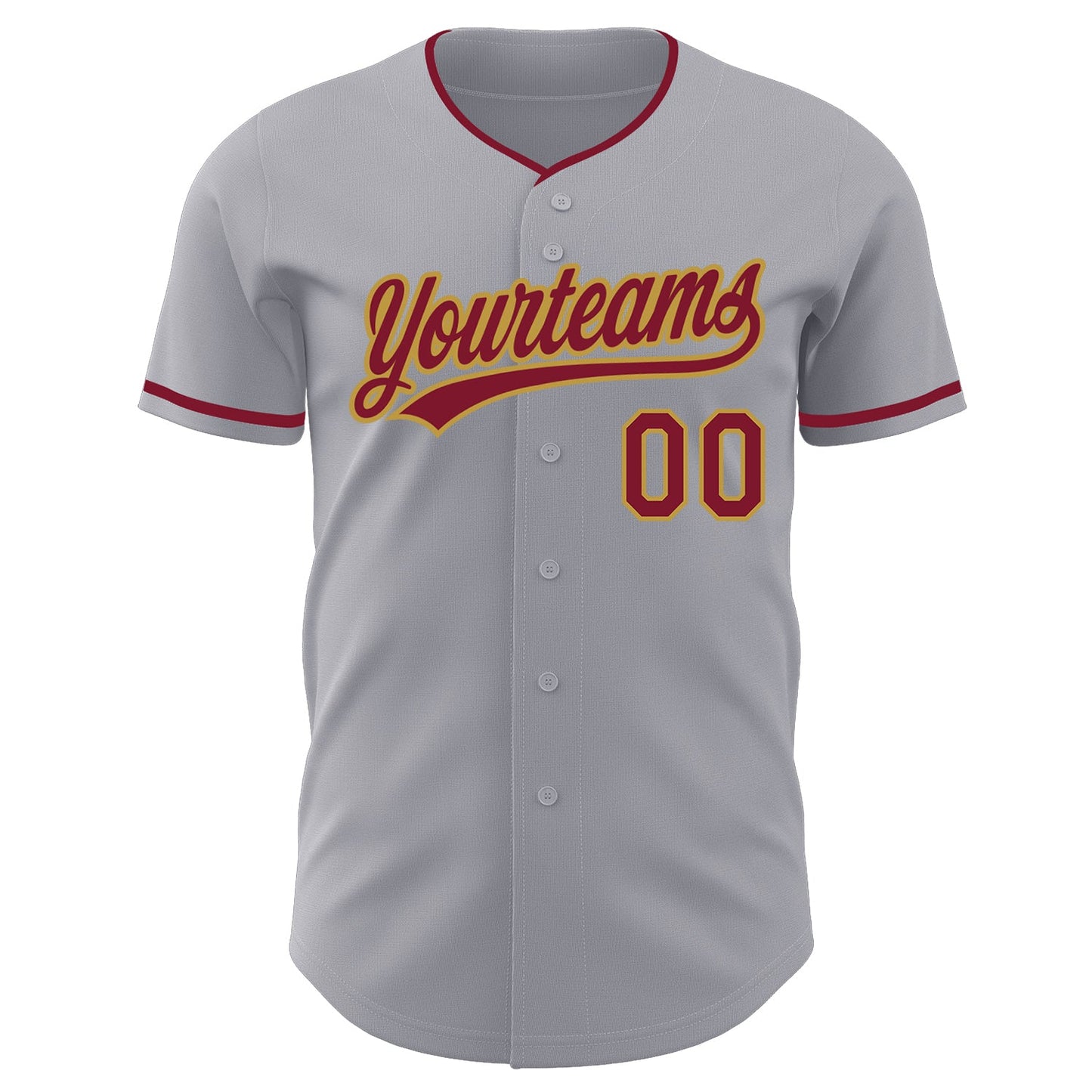 Custom Gray Crimson-Old Gold Authentic Baseball Jersey