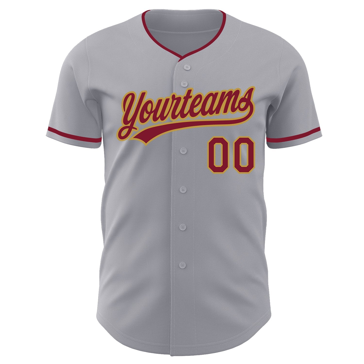Custom Gray Crimson-Old Gold Authentic Baseball Jersey