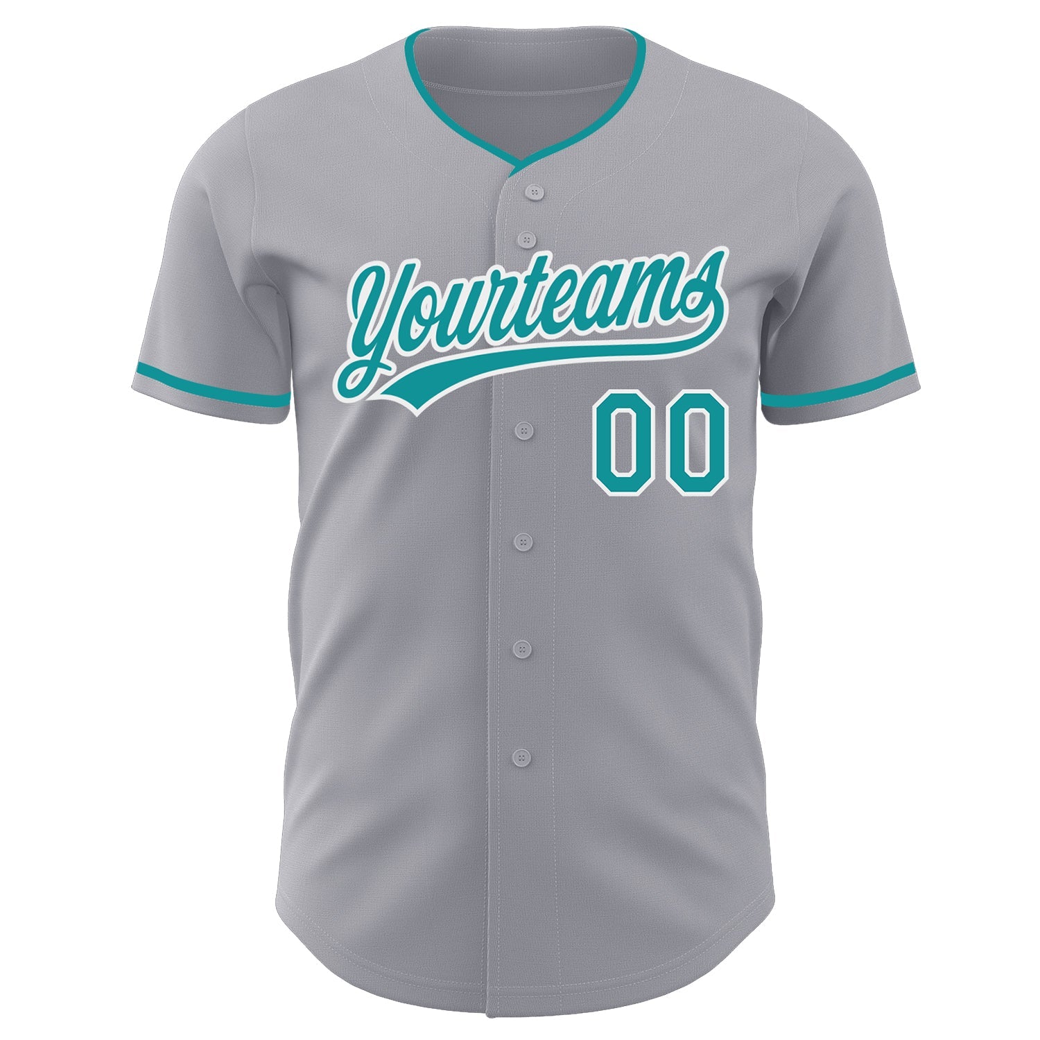 Custom Gray Teal-White Authentic Baseball Jersey