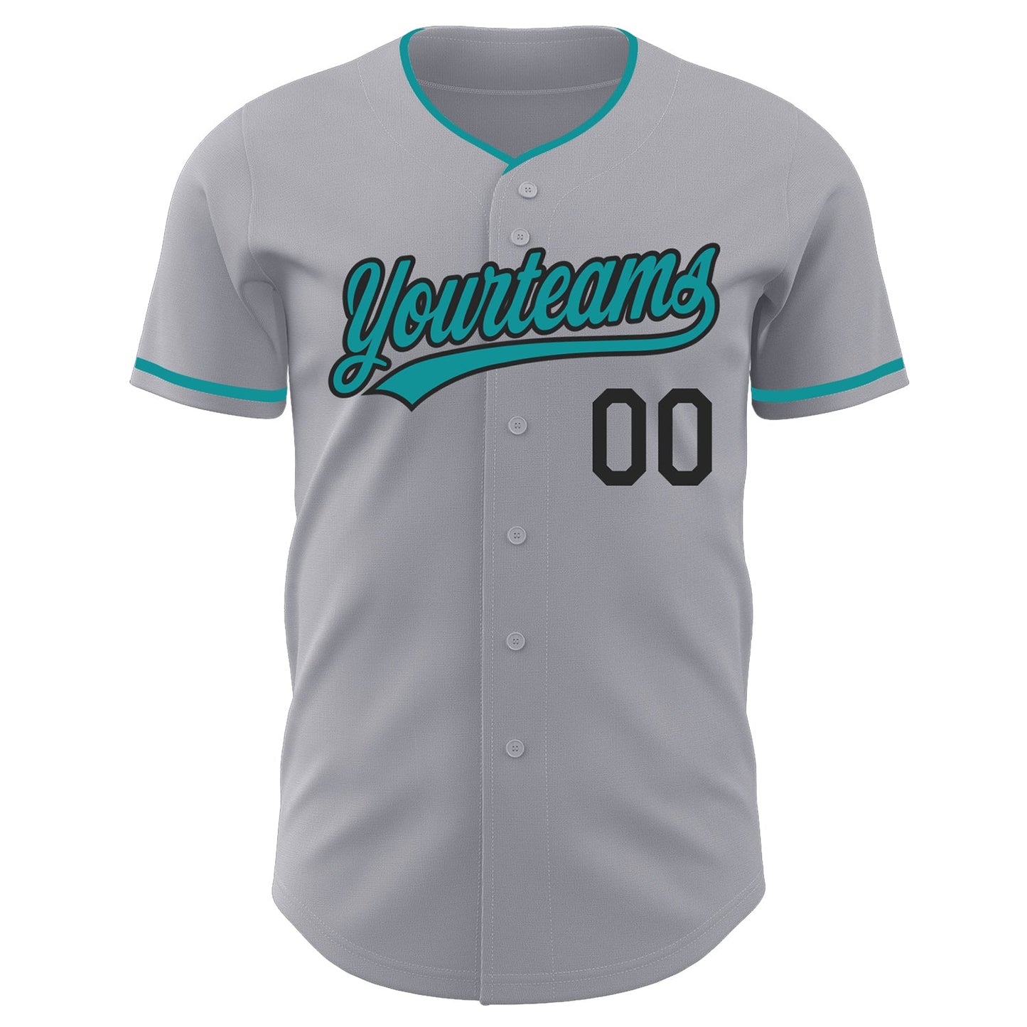 Custom Gray Teal-Black Authentic Baseball Jersey