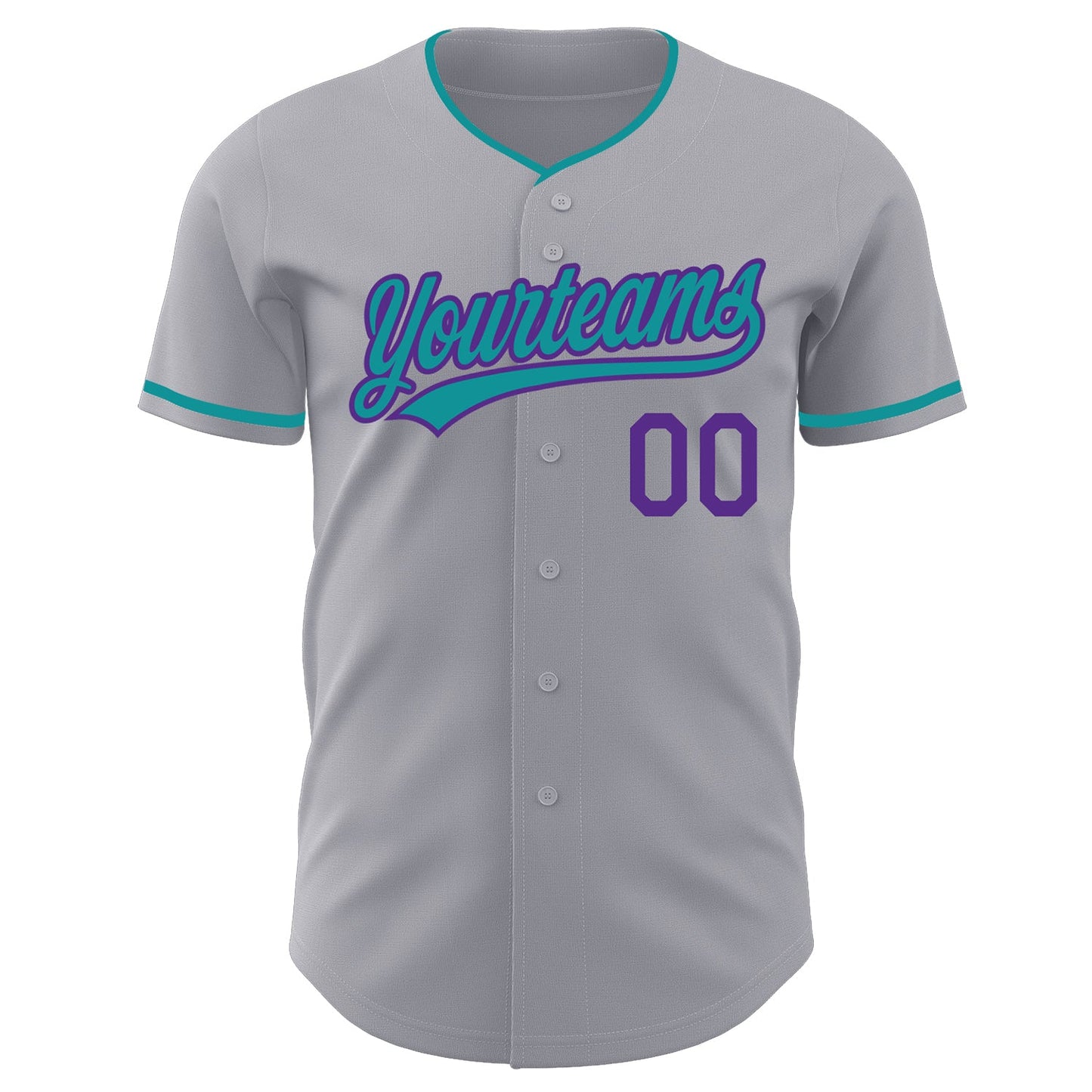 Custom Gray Teal-Purple Authentic Baseball Jersey