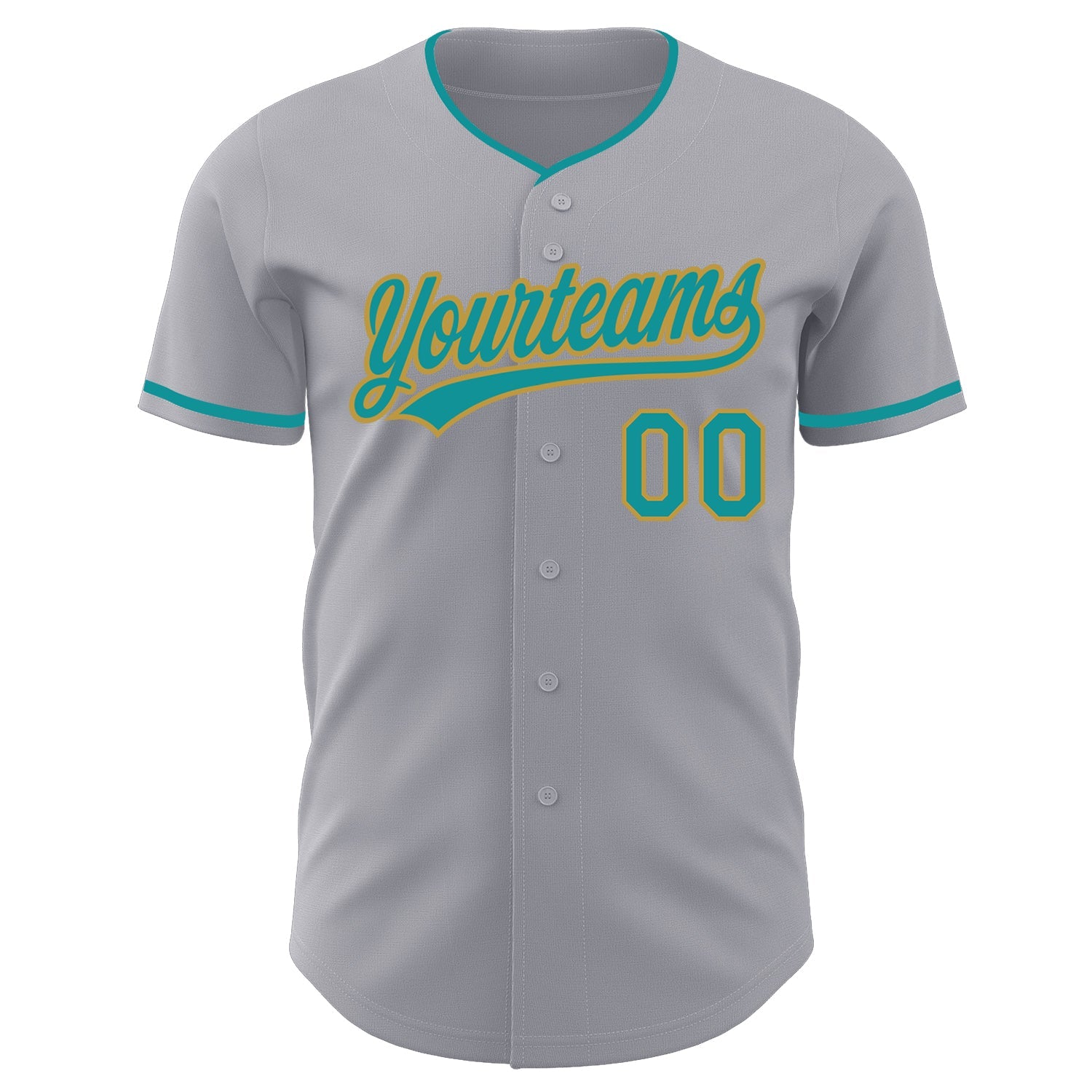 Custom Gray Teal-Old Gold Authentic Baseball Jersey