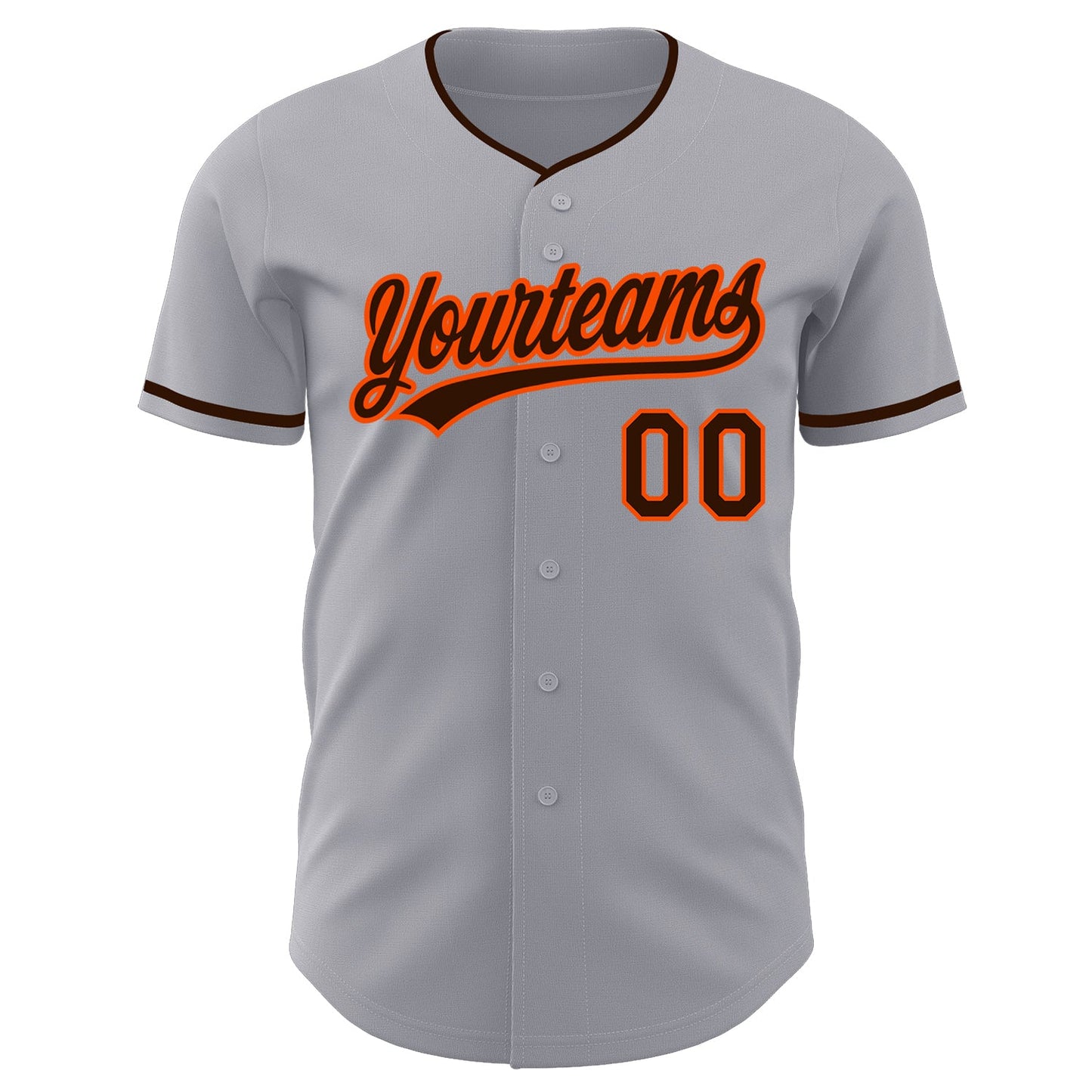 Custom Gray Brown-Orange Authentic Baseball Jersey