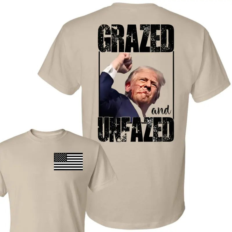 Grazed and Unfazed Assassination Attempt D0nald Truum Shirt, We're Taking Ameri Back Shirt, Election T-Shirt, Trumm Never...