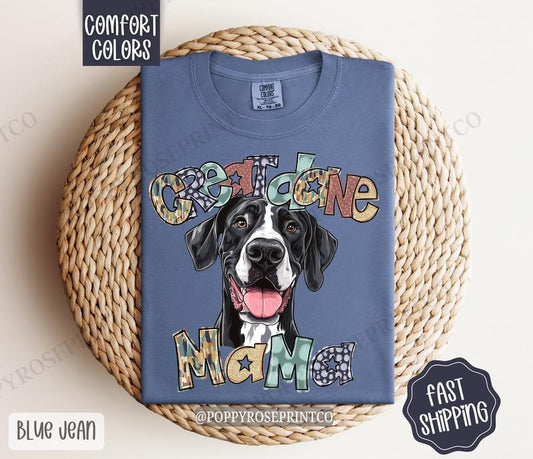 Great Dane Mama Comfort Colors, Dog Mom Tee, Cute Mama Women's Tshirt Hoodie, Sweatshirt | WearSparks.com