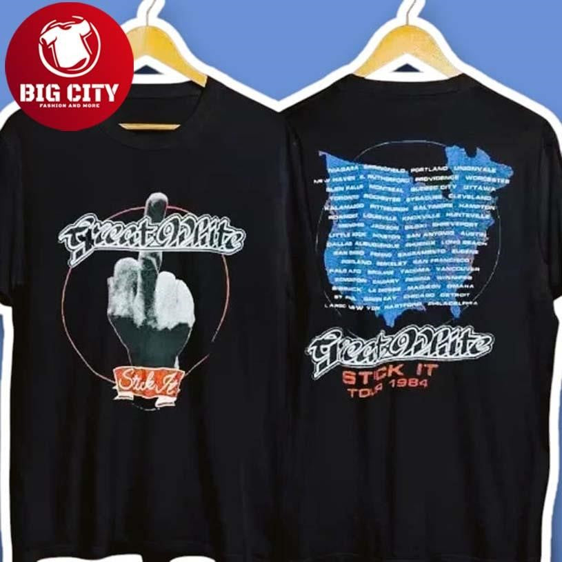 Great White Stick It Tour 1984 Concert Retro Two Sided Shirt