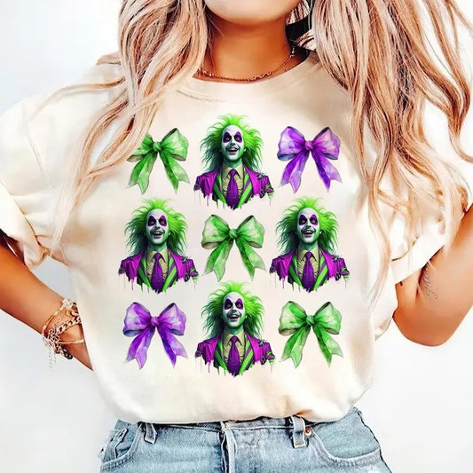 Green Beetle Halloween Movie Shirt,  Beetlejuice Shirt, Coquette Girly T-shirt, Horror Movie Character, Horror Movie...