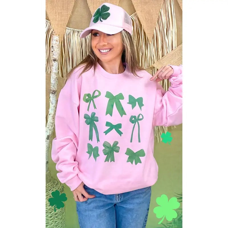 Green Bows St Patricks Day Graphic Sweatshirt T-Shirts, Hoodie | WearSparks.com