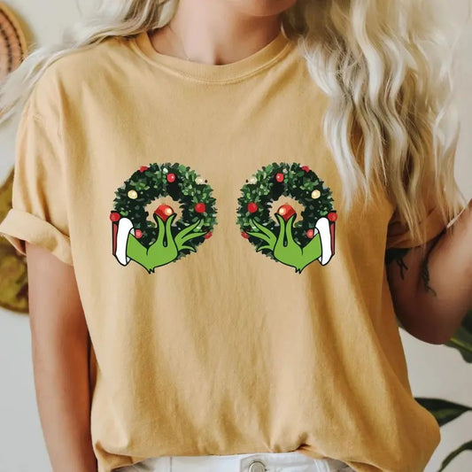 Green Christmas Shirt Green Hand Shirt Funny Green Tinsel Tits Shirt Merry Greenmas Shirt Christmas Shirtstyle{n002}2...