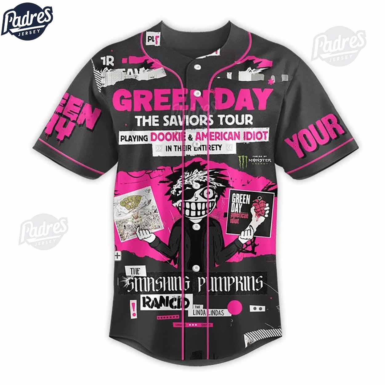 Green Day The Saviors Tour Custom Baseball Jersey Online - Padres Jersey Oasis: Elevate Your Baseball Style... (Image 2)