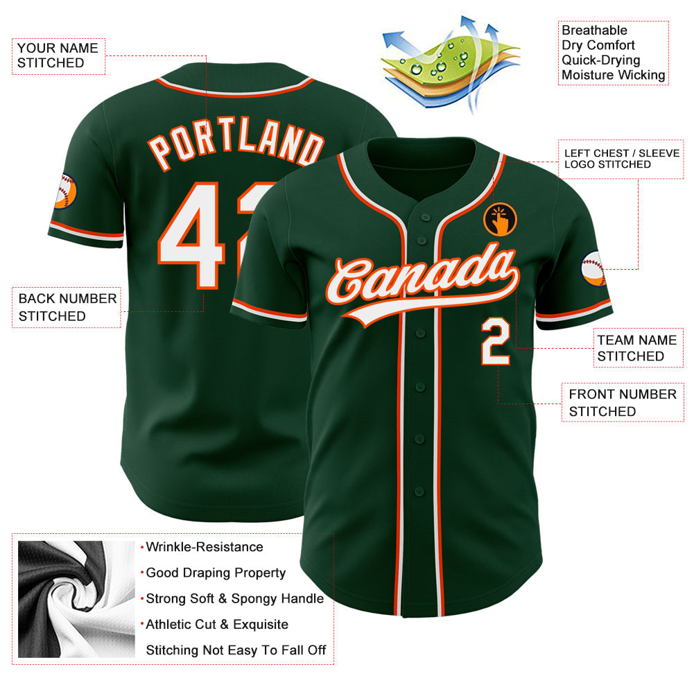 Custom Green White-Orange Authentic Baseball Jersey T-Shirts, Hoodie, Sweatshirt | WearSparks.com (Image 3)