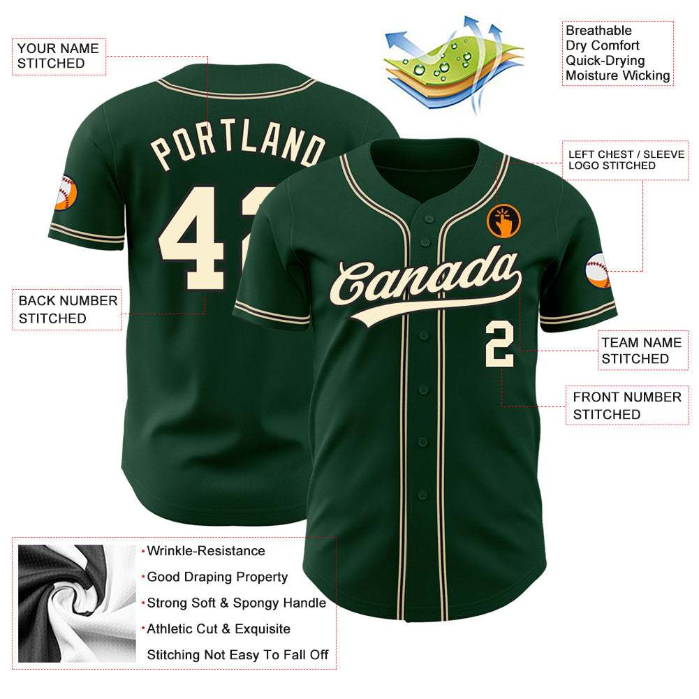 Custom Green City Cream-Black Authentic Baseball Jersey T-Shirts, Hoodie, Sweatshirt | WearSparks.com (Image 3)
