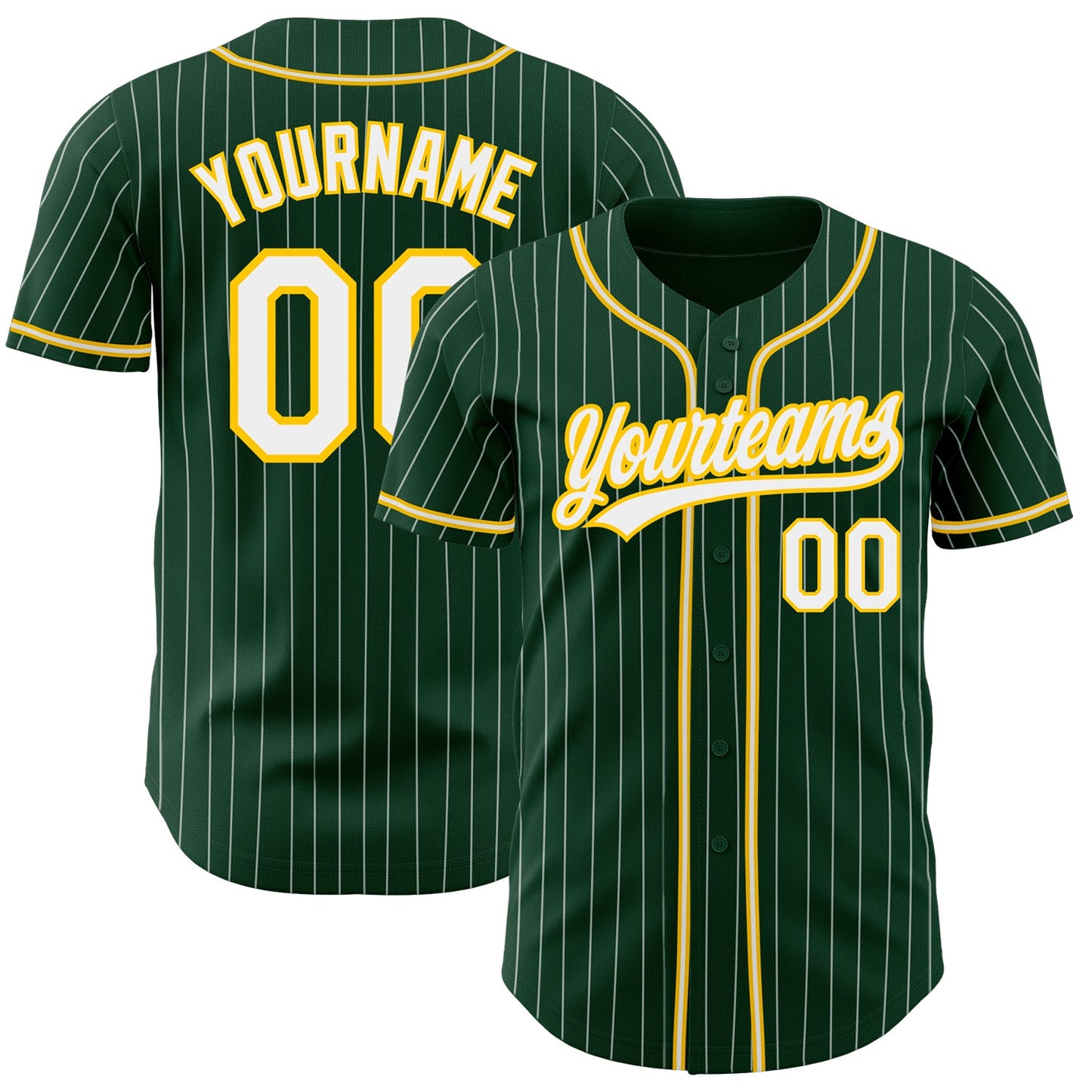 Custom Green White Pinstripe White-Gold Authentic Baseball Jersey T-Shirts, Hoodie, Sweatshirt | WearSparks.com (Image 1)