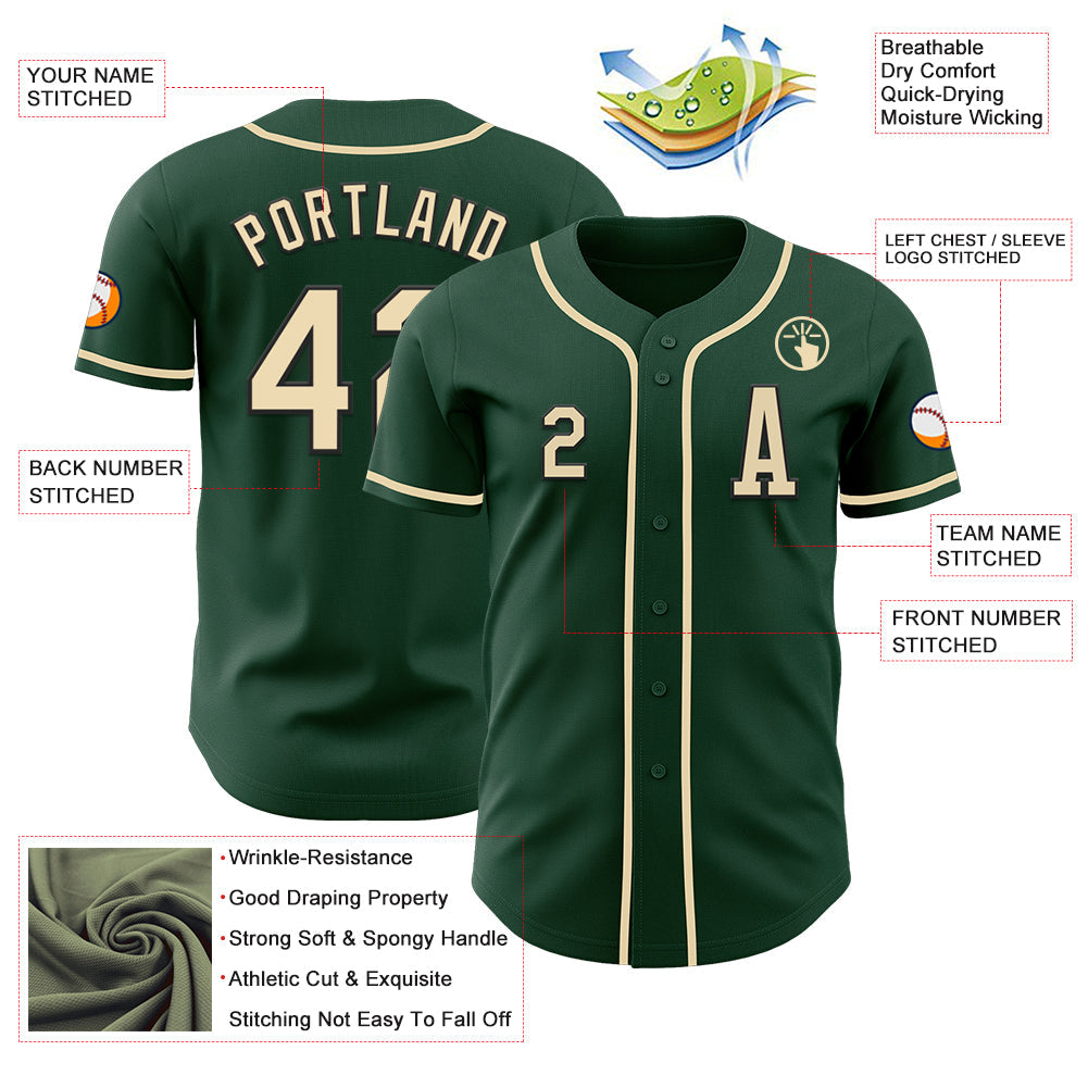 Custom Green Cream-Black Authentic Baseball Jersey T-Shirts, Hoodie, Sweatshirt | WearSparks.com (Image 2)