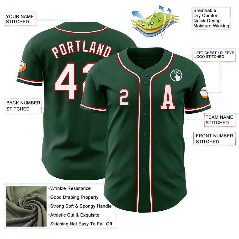 Custom Green White-Red Authentic Baseball Jersey T-Shirts, Hoodie, Sweatshirt | WearSparks.com (Image 2)