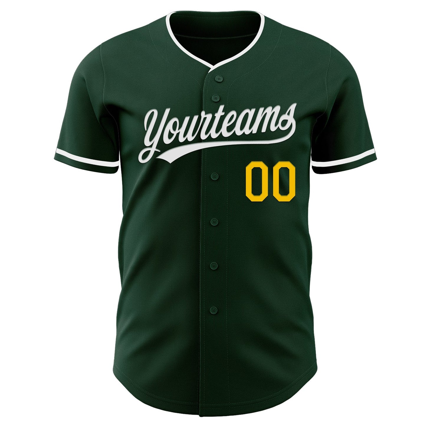 Custom Green White-Yellow Authentic Baseball Jersey
