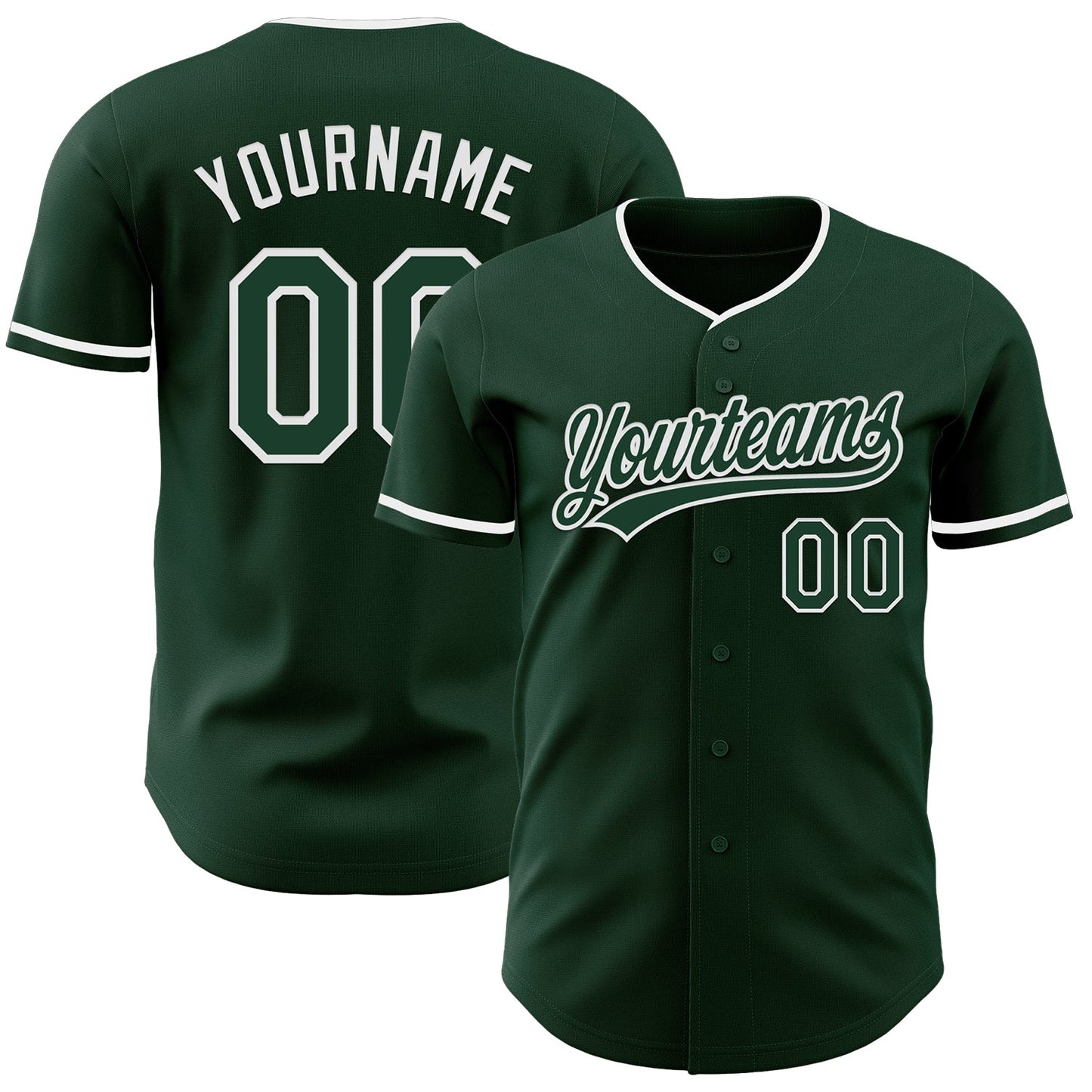 Custom Green White Authentic Baseball Jersey