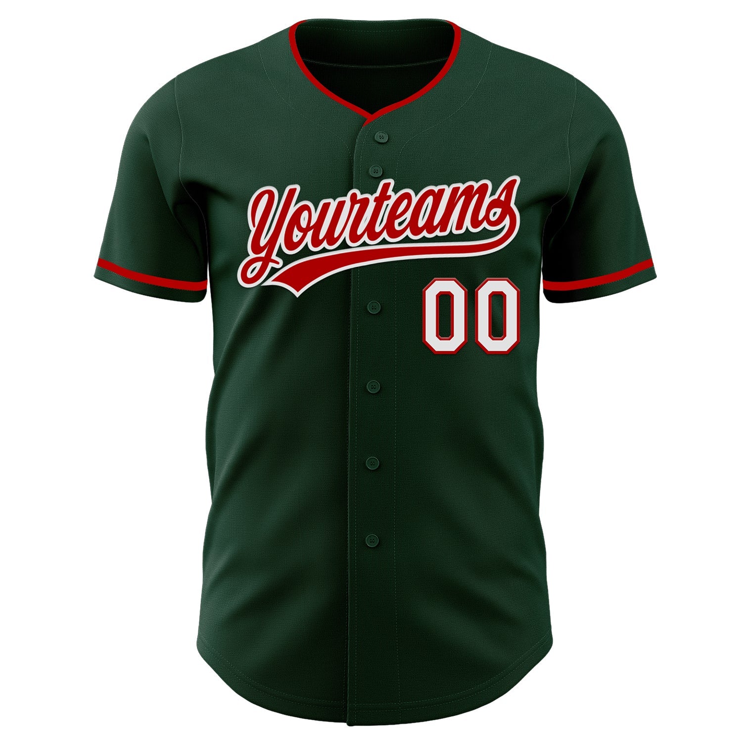 Custom Green Red-White Authentic Baseball Jersey