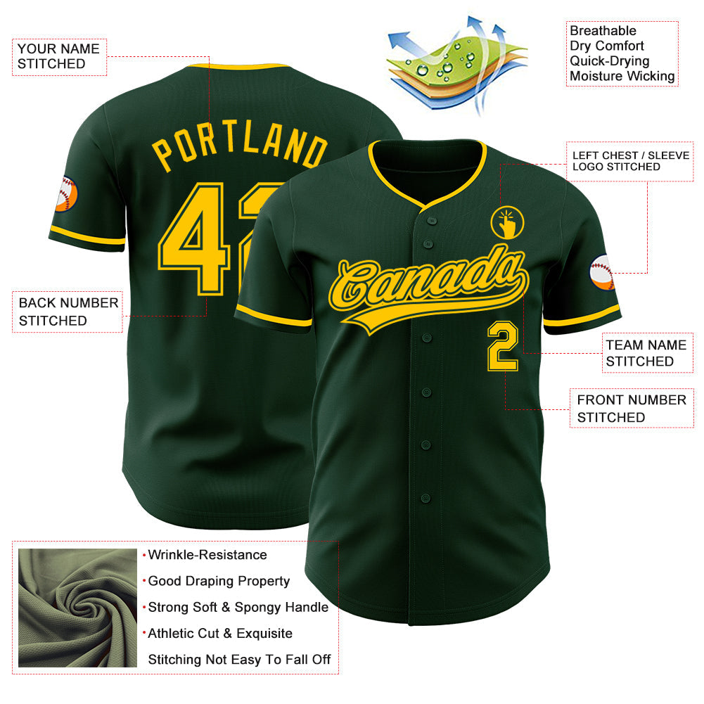 Custom Green Yellow Authentic Baseball Jersey