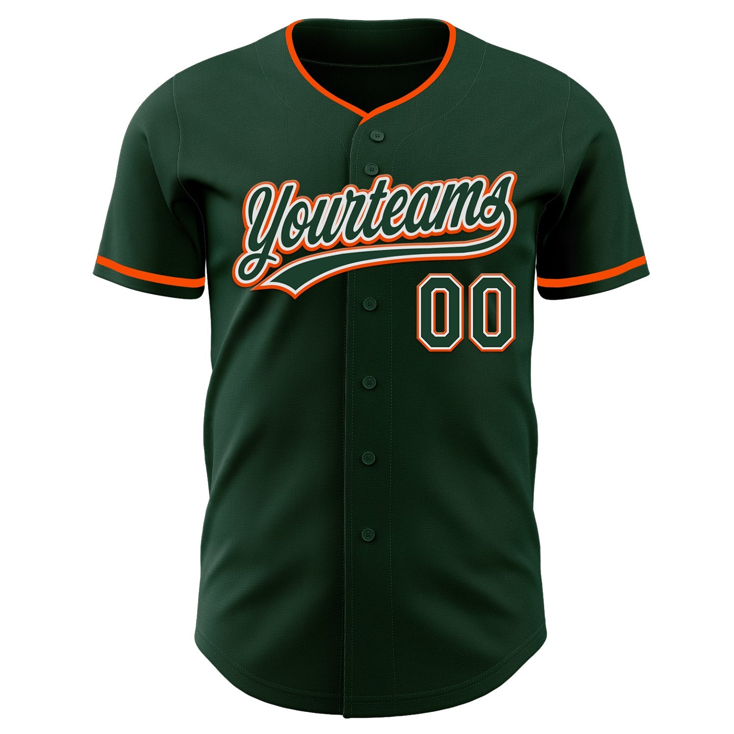 Custom Green White-Orange Authentic Baseball Jersey