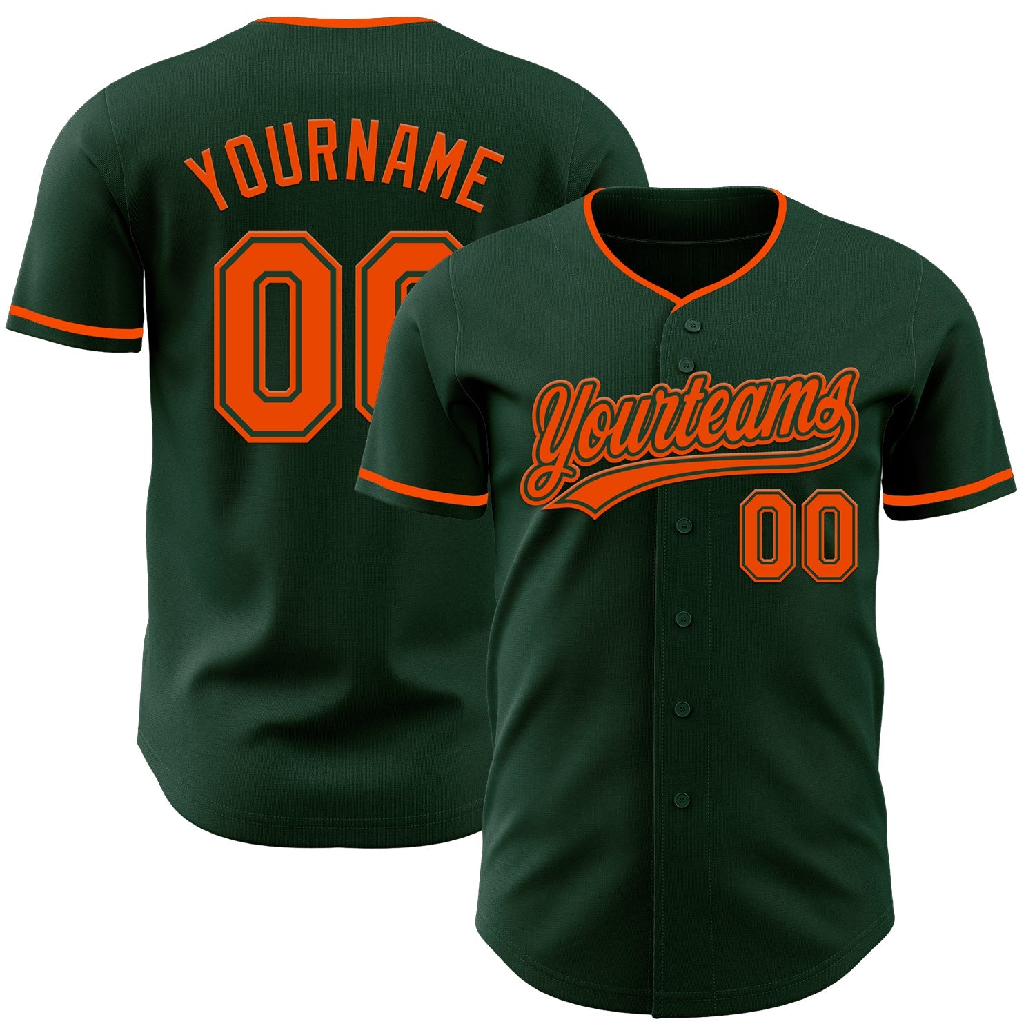 Custom Green Orange Authentic Baseball Jersey