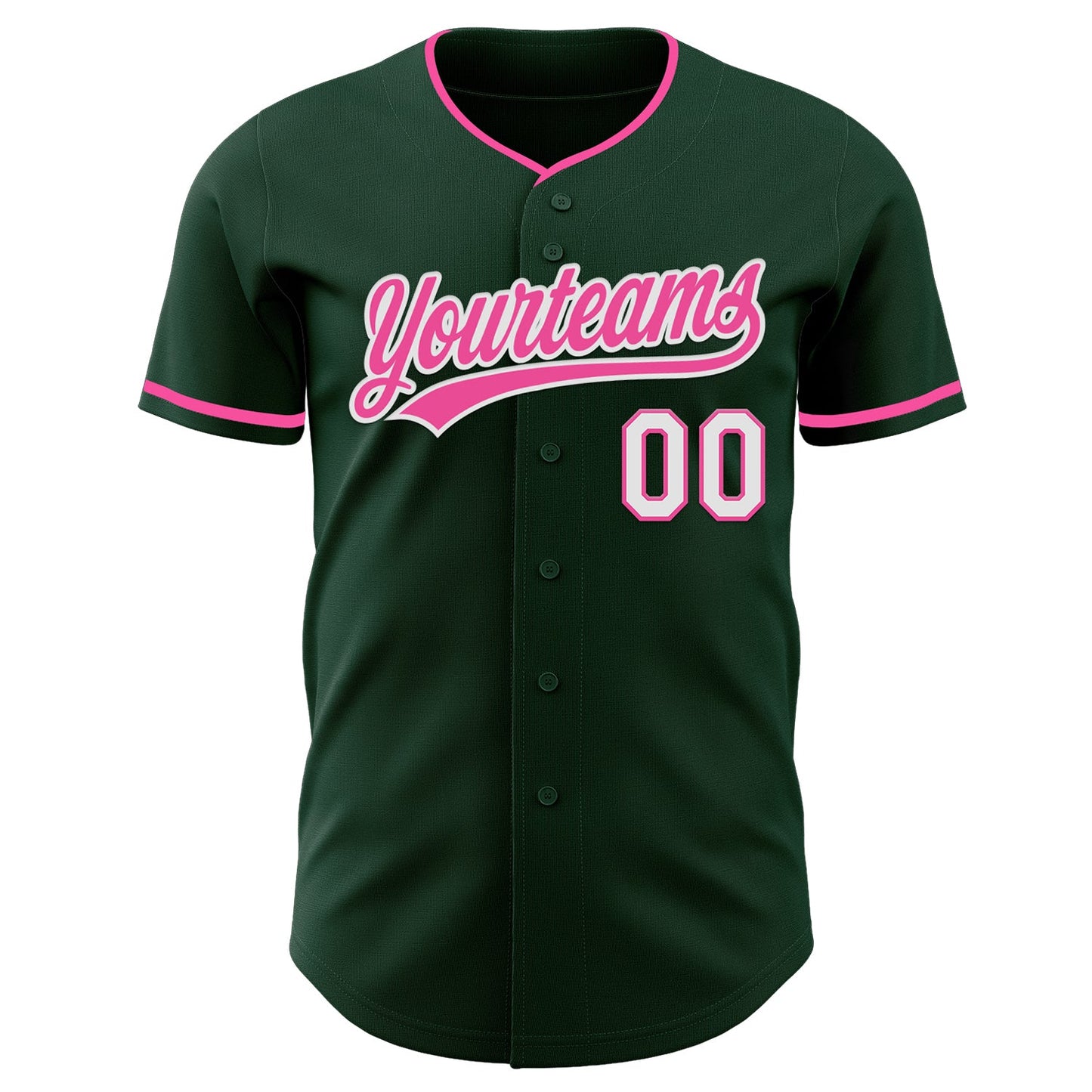 Custom Green Pink-White Authentic Baseball Jersey