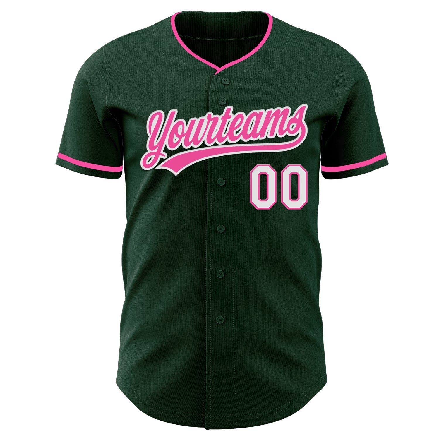 Custom Green Pink-White Authentic Baseball Jersey