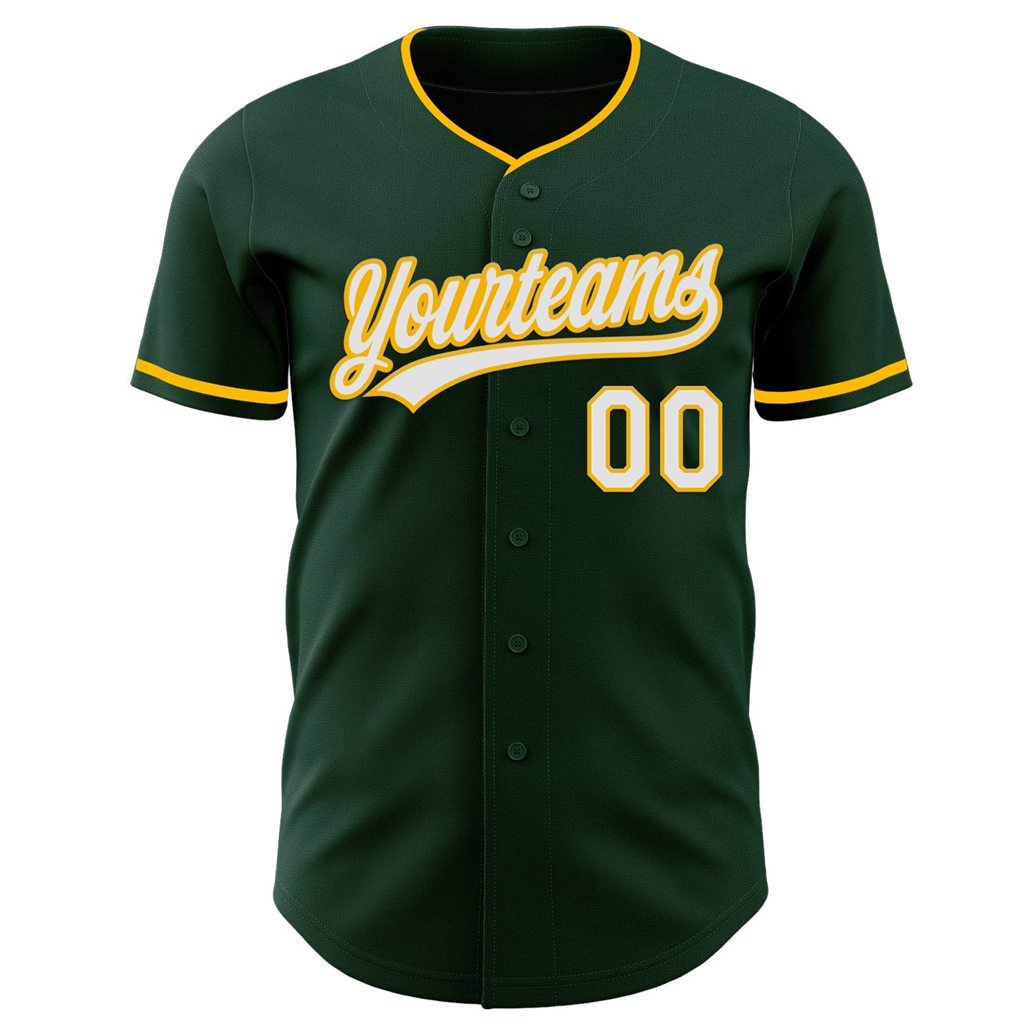 Custom Green White-Gold Authentic Baseball Jersey