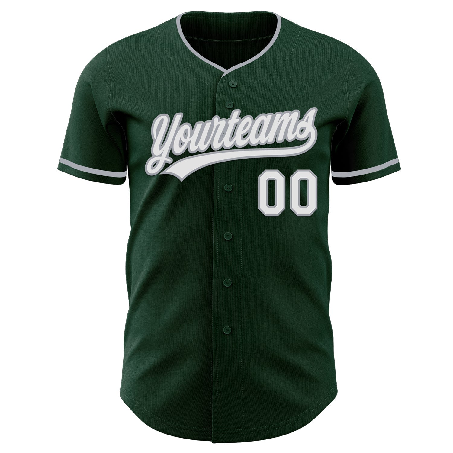 Custom Green White-Gray Authentic Baseball Jersey