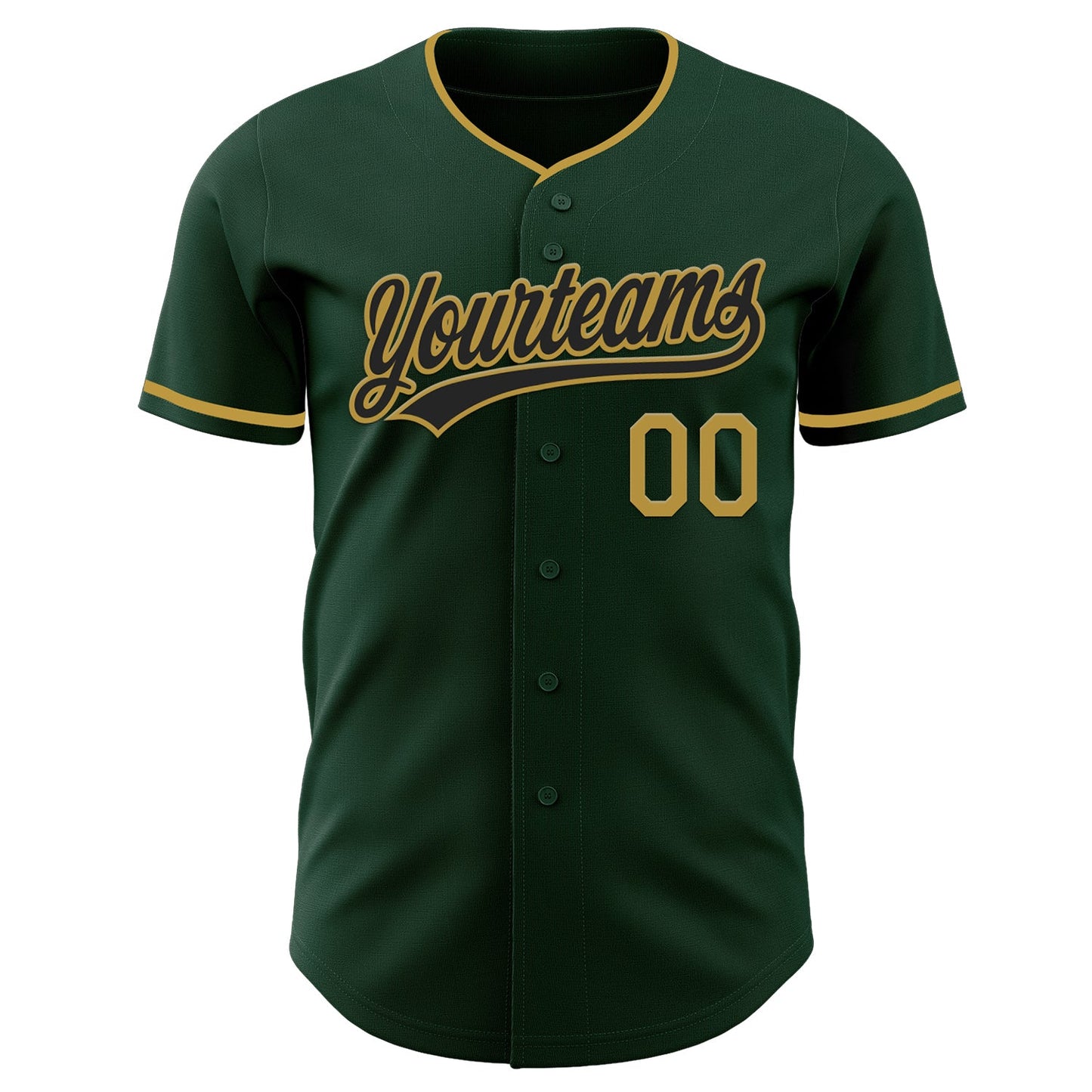 Custom Green Black-Old Gold Authentic Baseball Jersey