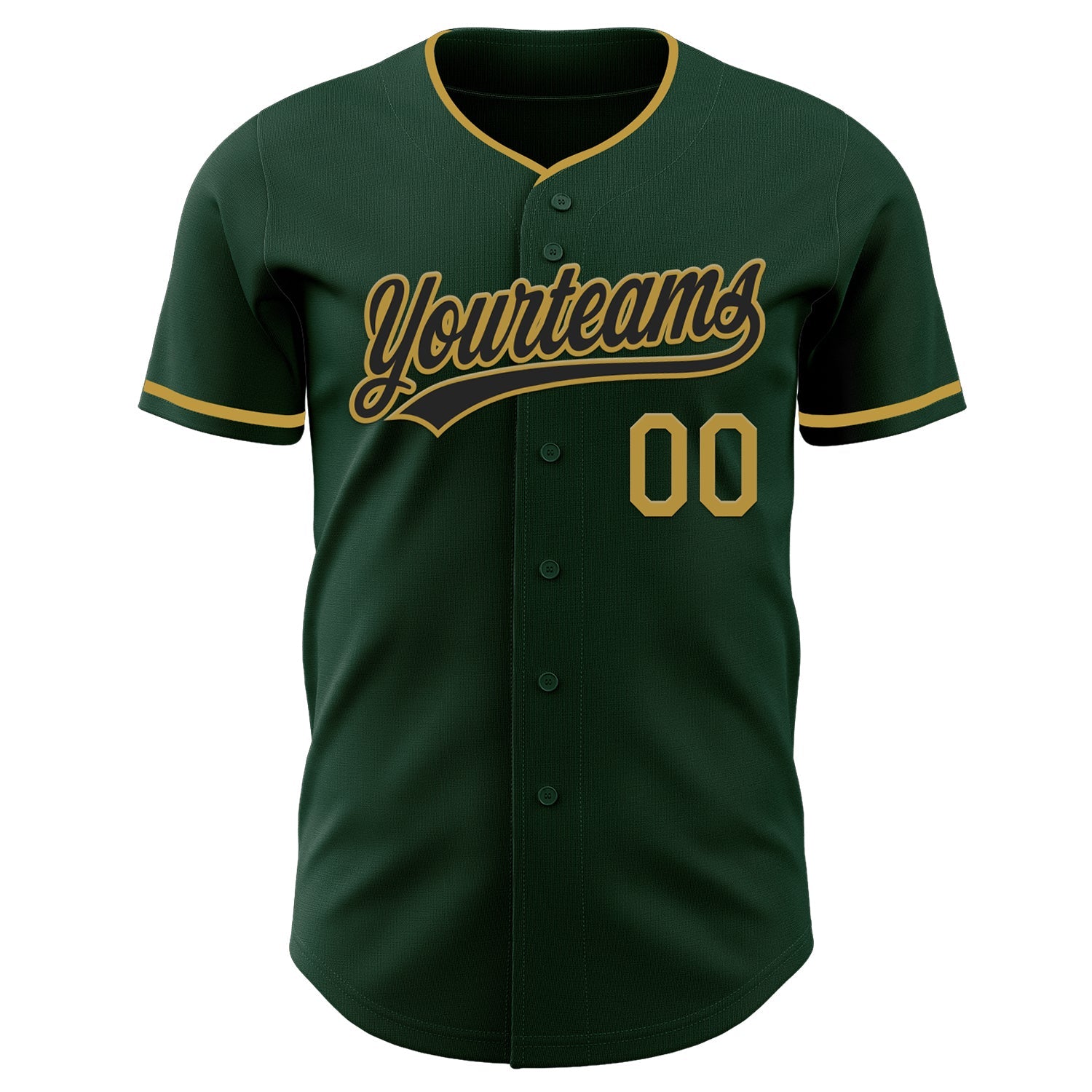 Custom Green Black-Old Gold Authentic Baseball Jersey