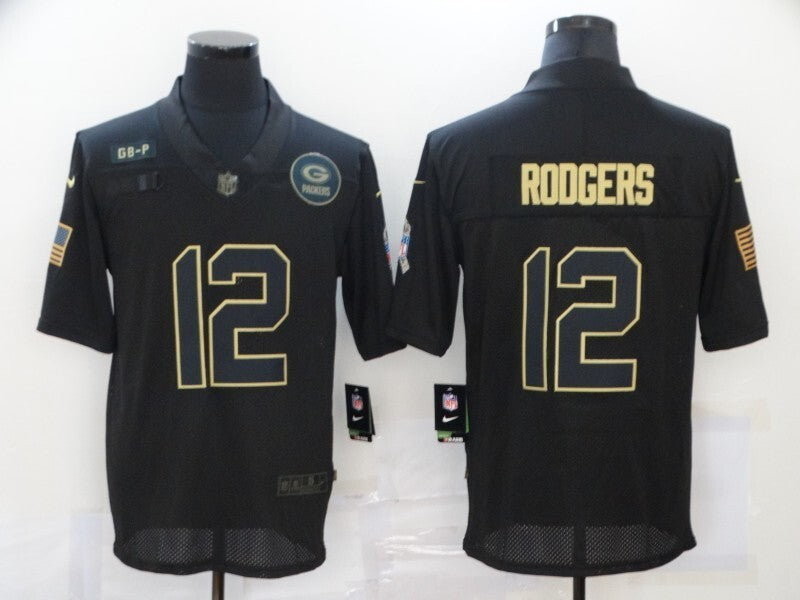 Green Bay Packers #12 Aaron Rodgers 20 New Black Salute 442
