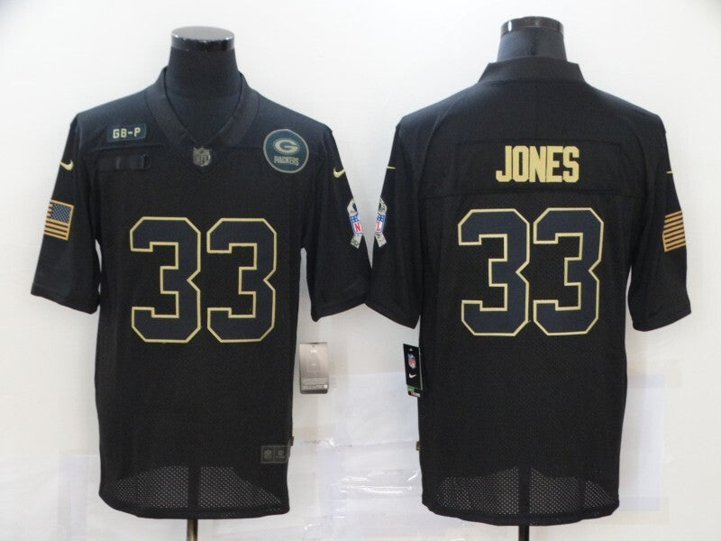 Green Bay Packers #33 Aaron Jones 20 New Black Salute 455
