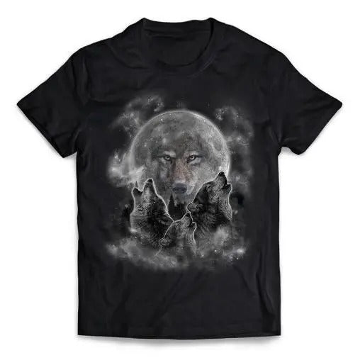 Grey Wolf Hunting Ground, Icy Moon, Forest, Galaxy - Short Sleeve Unisex, Men Made in USA T-Shirts, Hoodie, Sweatshirt