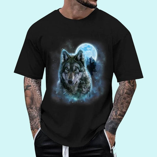 Grey Wolf Hunting Ground, Icy Moon, Forest, Galaxy Unisex T-Shirt, Cotton 100%, Top Trending Fashion Hoodie, Sweatshirt