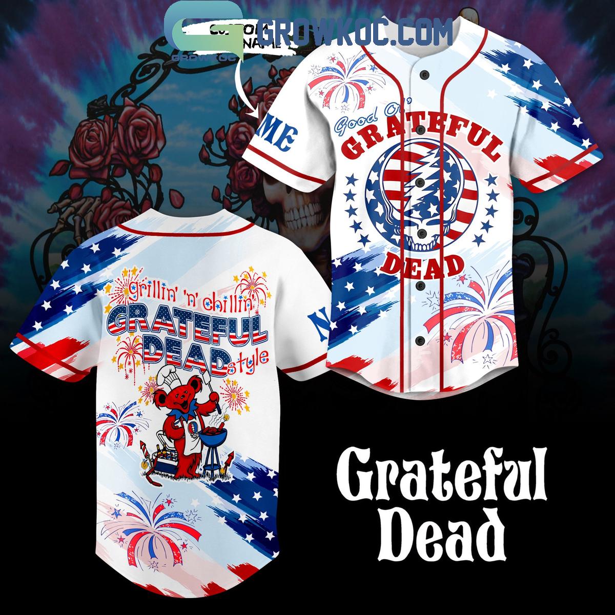 Grillin’ And Chillin’ Grateful Dead Style Personalized Baseball Jersey
