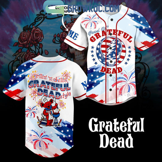 Grillin’ And Chillin’ Grateful Dead Style Personalized Baseball Jersey